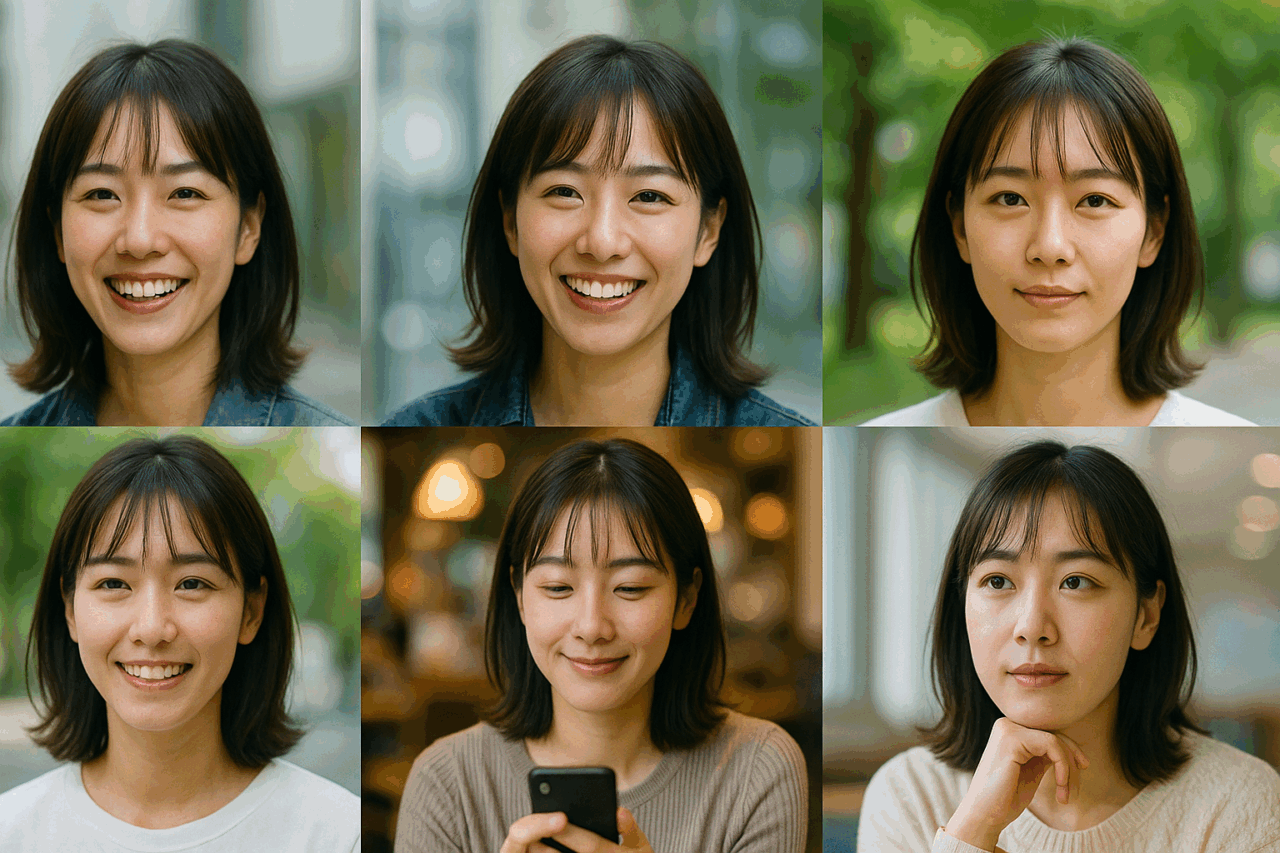 自然光で撮影された男女の上半身ポートレート